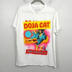 Doja Cat Coachella‎ 2022 Graphic T-Shirt Size Large White Some Festival Hip Hop